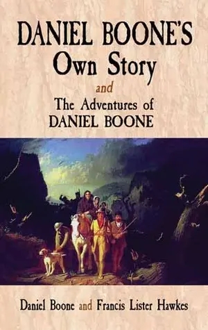 Image of a book cover. A painting of white settlers on horses in a dark forest. 